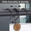Double Shower Curtain Hooks, Wood Decorative Shower Curtain Rings, 12