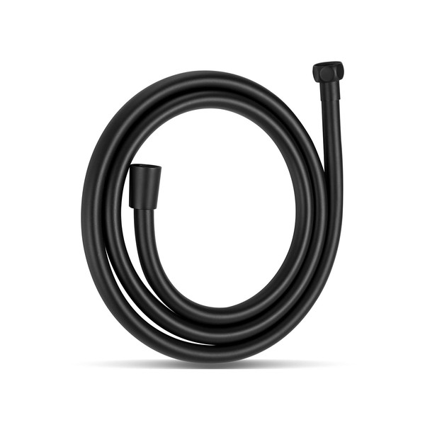 OFFO Shower Hose, PVC Universal Smooth Shower Pipe with Shower Hose Washer High Pressure Shower Hose for Bath Taps Replacement 1.5m, Matte Black