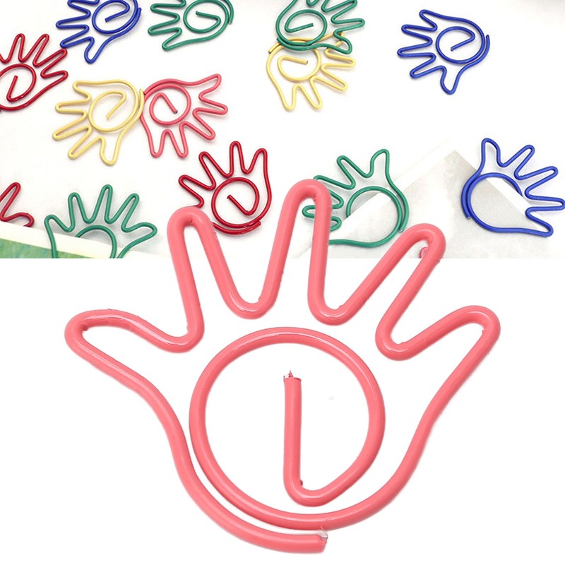 100Pcs Paper Clip Metal Hand Shaped Design Rustproof Paperclip Decoration