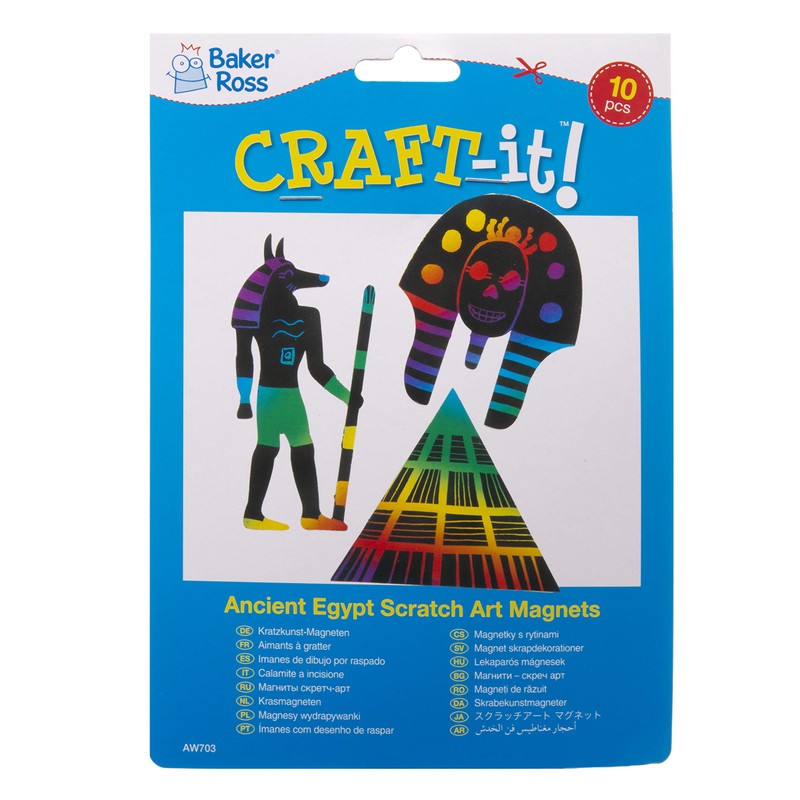 Baker Ross AW703 Ancient Egypt Scratch Art Magnets (Pack of