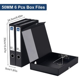 POERMA Storage File Boxes A4, 6 Pack Foldable File Box with Clip, 50mm Spine, Plastic Archives Cases with Magnetic Closure, Document File Folder Organizer Storage Filing Box for Office School, Black