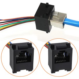 ECSiNG Pack of 5 RJ45 Telephone Adapter Cable 8P8C RJ45 Female Wired Suitable for Telephone Fax Machine Intercom Doorbell Video Doorbell 10 cm