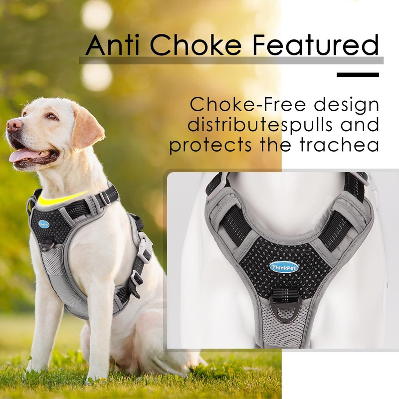 ThinkPet Anti-Pull Dog Harness, with Handle, Easy to Control, Adjustable,