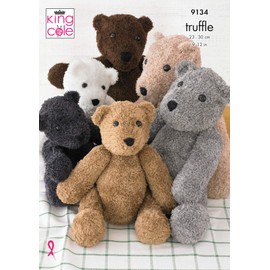 King Cole Truffle Knitting Pattern to knit Small or Large Teddy Bear Toy (9134)