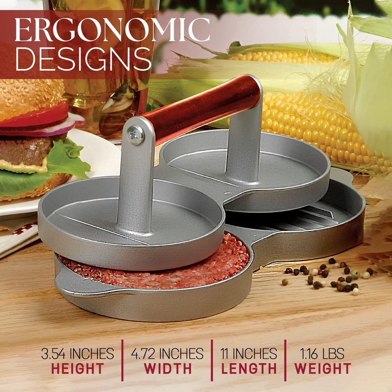 Alpine Cuisine Burger Press with Wood Handle, Hamburger Press Patty