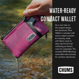 Chums Chums Surfshorts Flow Wallet - Ultra Thin Slim Card RFID Wallet For Men with Keyring Attachment & Quick Drying Mesh - Black
