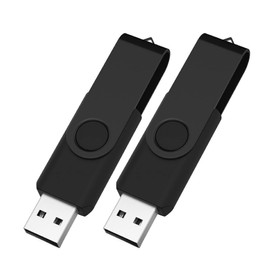 Vixelle 2 Pack 64GB USB Stick All-Black USB Flash Drive – Stylish 360° Metal Swivel USB Memory Sticks with Keychain Loop – Portable USB Pen Drive Bulk Pack for PC, Mac, TV, Car Audio, Video