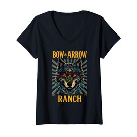 Womens Bow & Arrow Ranch Wolf V-Neck T-Shirt