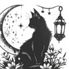 Fenteer Cat Moon Flower Wall Sticker Removable Decal Accessories Decal