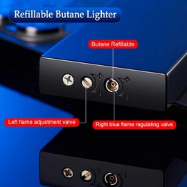 Lighter with Two Flames, Switchable Torch Lighter and Soft Flame Lighter, butane lighter，Creative aeration wind proof jet lighter Boyfriend gift personality(black) Do not carry butane-1pc