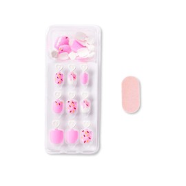 imPRESS KISS imPRESS No Glue Mani Press On Nails, Mini Press-On Manicure for Kids, 'Super Duper', Pink, Kids Size, Squoval Shape, Includes 20 Fake Nails with Removable Application Tabs, 1 Mini File