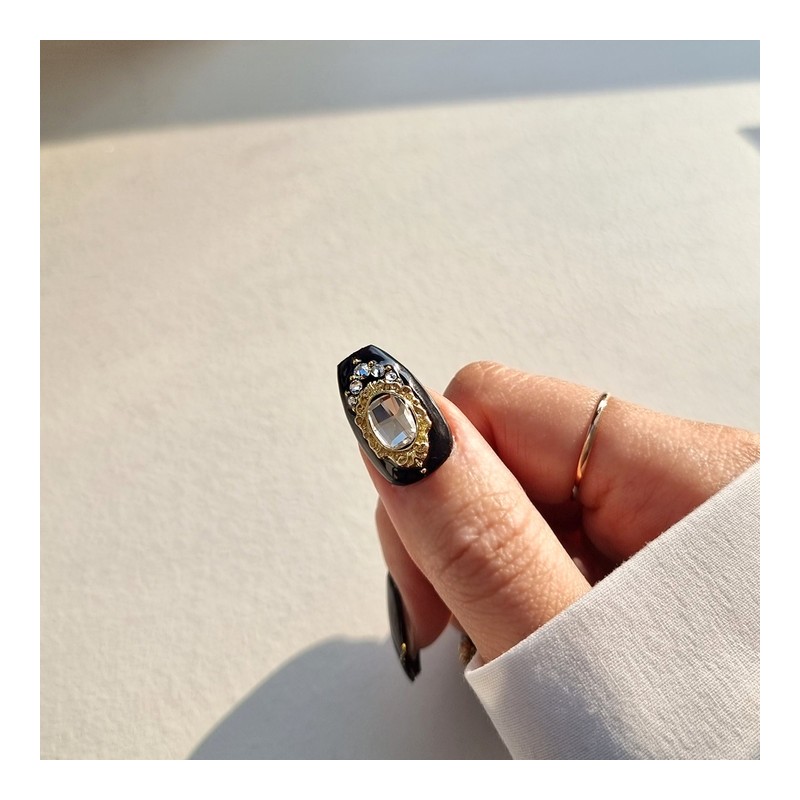 Black Queen Handmade Nail Tips - Long Oval / 블랙