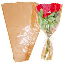 BUXIMN 25pcs Flower Sleeves for Bouquets, Flower Wrapping Paper Wrap Packing Bags for Florist Supplies Wedding Festival (Medium)