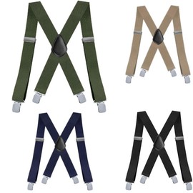 The largest selection Wide Suspenders X-Shaped Wide Clips Elastic X-Back Pant Suspenders, beige