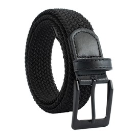 KRYMSON 1 Piece Men's Belt, Men's Elastic Waistband, Adjustable Belt, Elastic Woven Belt, Metal Belt Buckle, No Blow Leisure Belt, Suitable for Men, Boys (105 cm), black