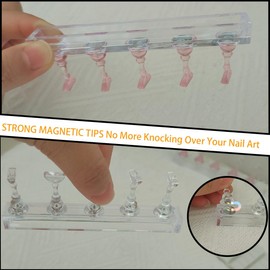 2 Sets Painting Nails Magnetic Practice Stands, Art Magnetic Fake Nail Holder, Magnetic Fake Nails Holder, Acrylic Magnetic Practice Nail Stand Set 30 Pcs Reusable Adhesive Putty