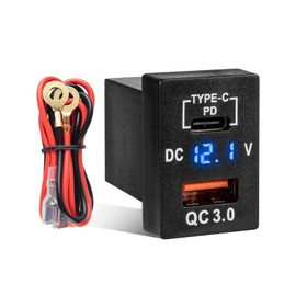 Anina Car Charger Socket Dual PD USB Ports Power Adapter QC3.0 USB A Quick Charging & Type C 12V Power Charging Outlet Compatible with 2008-2024 Toyota Tacoma 4Runner Tundra RAV4