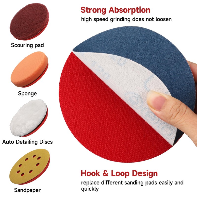 MOGRQAP Sanding Disc Polishing Pad Adapter 150mm Velcro Sanding Disc