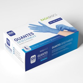 100 Guantes de Nitrilo de Alta Calidad Color Azul, Sin Látex, Sin Polvo, Diseño Ambidiestro, Ajuste Perfecto, Desechables y Resistentes. (Talla Grande)