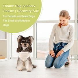 Etdane Dog Diapers Sanitary Panties Physiological Period Shirts Surgical Recovery Suits for Male and Female Dogs, Yellow/X-Small