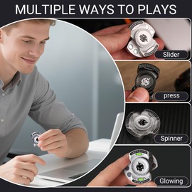 Upgraded 3-in-1 Fidget Spinner Toy: Longer Silent Spin Time & Glow. Magnetic Spinner, Clicker, Slider for Stress Relief & Focus. Premium Desk Toy for Office Adults, Cool Gadget Gift for Teens (Black)