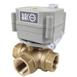 BACOENG Motorized Ball Valve, 1/2" Brass 3 Way L Type Auto Return Horizontal Electrical Ball Valve, AC/DC9-24V