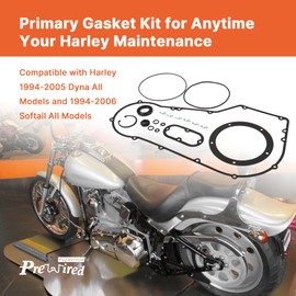 Prewired 1994-2006 Softail & Dyna Primary Cover Gasket Kit Clutch Seal for Harley 1994-2005 Dyna & 1994-2006 Softail All Models