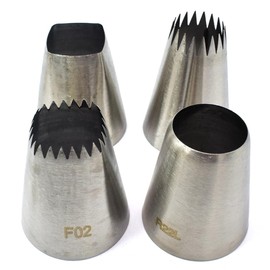 Tumtanm Large Piping Nozzles, 4Pcs #9FT #F02#F06#R22L Stainless Steel Seamless Icing Piping Nozzle Tip Set for Cupcakes and Baking