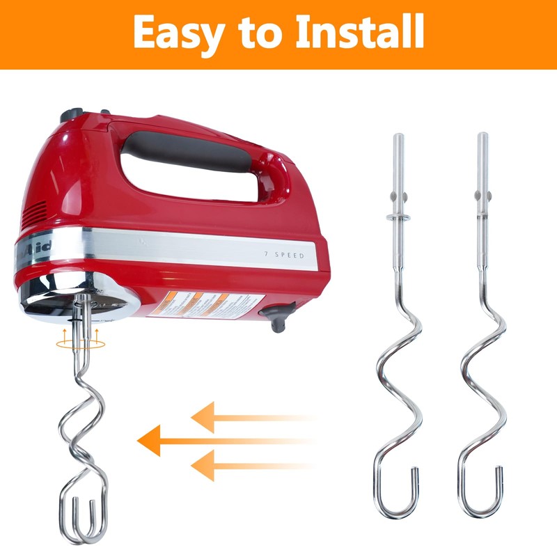 Hand Mixer Dough Hook Stainless Steel Attachments Compatible with Kitchen