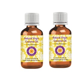 Deve Herbes Natural Virgin Coconut Oil (Cocos nucifera) Natural Therapeutic Grade Cold Pressed (Pack of Two) 100ml X 2 (6.76 oz)