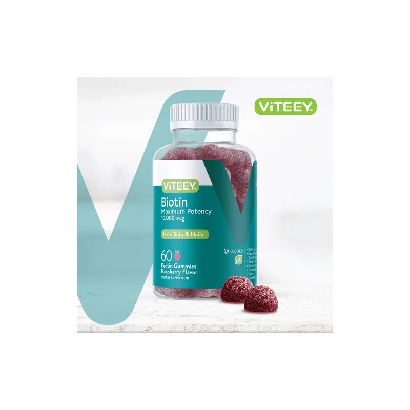 Viteey Gomitas Biotina 10000 Mcg Cabello Piel Uñas 60ct