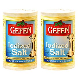 Gefen Iodized Salt 26oz (2 Pack, Total 3.25 Pounds) Easy Pour Spout Canister, Product of the USA , Certified Kosher