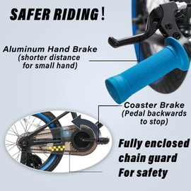 Glerc NuNu 16 Inch Kids Bike Ages 4 5 6 7 Years Old Little Boys Girls, Toddler Child BMX Style Bicycles with Training Wheels & Enclosed Chain Guard for Birthday, Black