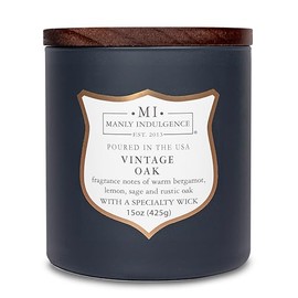 Manly Indulgence - Velas perfumadas de roble clsico para hombres, 15 onzas, cera de mezcla de soja premium, quemaduras de 60 horas, velas perfumadas  