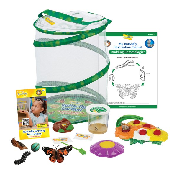 Butterfly Garden: Original Habitat and Live Cup of Caterpillars - with Deluxe Butterfly Feeder and Butterfly Life Cycle Stages