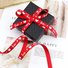AOKSUNOVA Gift Ribbon Hearts Satin Ribbon Wedding for Gift Wrapping Valentine's Day Red Pink