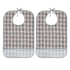 SEABABOO Lätzchen Für Erwachsene 2 Stück Lätzchen 58.5 X 38 CM Wasserdicht Erwachsenen Lätzchen Wiederverwendbarer Kleidungsschutz für Männer Frauen Ältere Menschen Behinderte (Khakifarben)