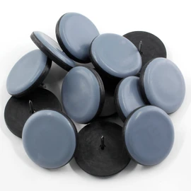 Suiwotin 12pcs 1-1/2" (38mm) Nail on Furniture Sliders, Round Teflon Chair Leg Gliders, Furniture Feet Glides, Furniture Movers Slides Floor Protectors for Carpet, Hardwood Floor (Grey, Black)