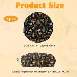 Sourdough Starter Jar Cloth Covers,Mushroom Fern Forest Plants Sewn Fabric Lids for Enhanced Fermentation Reusable Cloth Lid Top Cover Sourdough Cover for 3-4 Inch Jar Mouth
