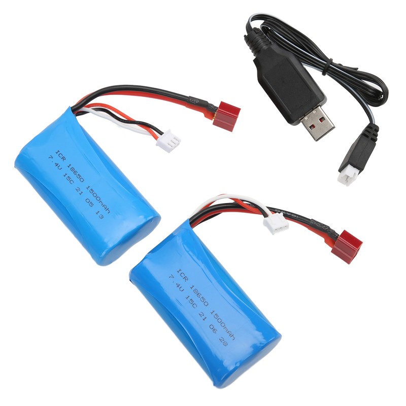 7.4V 1500mAh 15C Lipo Battery with Charging Cable Rechargeable Lithium