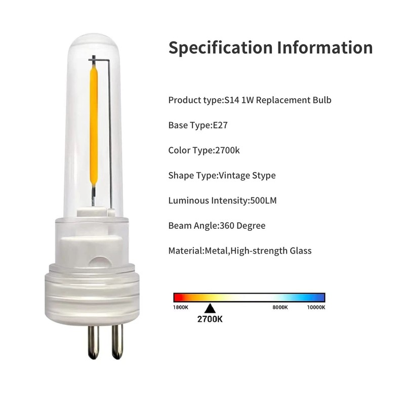 VETRIL String Lights Accessories 1.5 Watt LED S14 Replacement Light