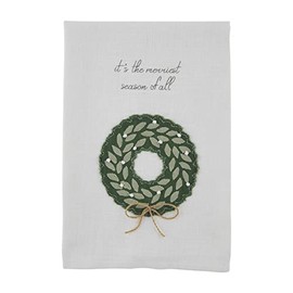 Mud Pie Applique Xmas Tea Towel, Wreath, Small
