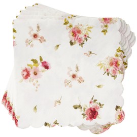C.R. Gibson Floral Heart Beverage Napkins (TW4-25403), Small, 20 Count