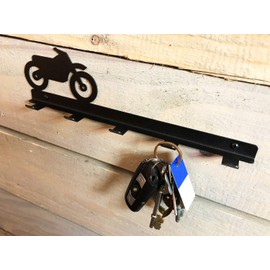 JBI Indoor Outdoors Motorbike Key Hook Wall Mount Rack Hanger - Decorative Hanging Organizer with 5 Hooks Motorbike Pattern for Motorcycle, Motorcross, Scooter (310x70mm)