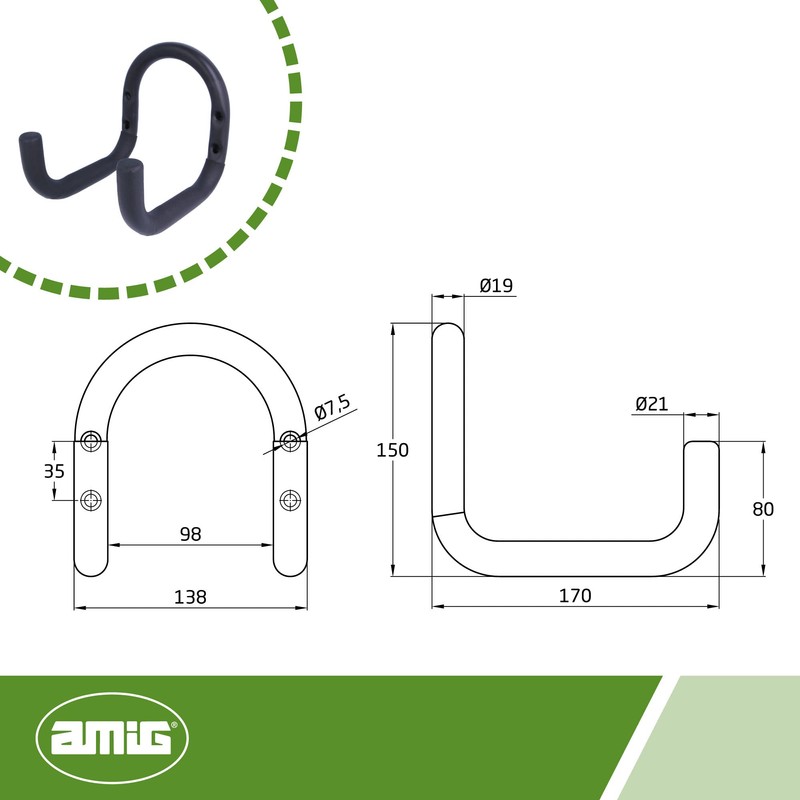 Amig - Hooks for Garage, Garden or Small Bikes |
