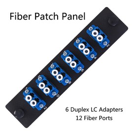 VFLTOOL 6 Duplex LC Adapters LGX Footprint Fiber Patch Panel Loaded 12 Fiber Ports Couplers Enclosure - LC UPC Blue Compatible with SingleMode Multimode|1.25G/10GB OS1-2/OM1-3