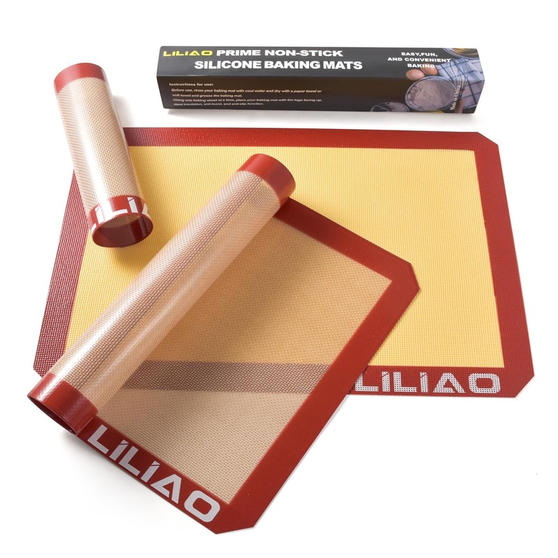 LILIAO Silicone Baking Mat, 3-Pack Non-Stick Reusable Baking Mat, Oven