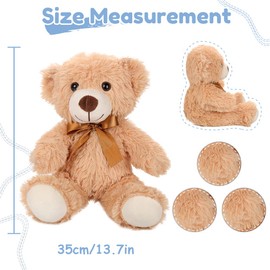 Seyomi Plush Teddy Bear Stuffed Animal, 3 Packs 13.7 Inches Teddy Bear for Baby Shower for Boys Girls Teddy Bear Bulk for Birthday Wedding Party, Light Brown