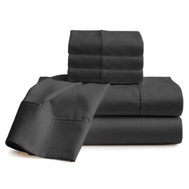 Neighbourhood Home 100% Real Certified Organic Cotton Bedsheet Set, Split Head King 34" Split Size 6 Piece 1000 Thread Count Sheets Sets, Extra 30" Deep Pocket Dark Grey