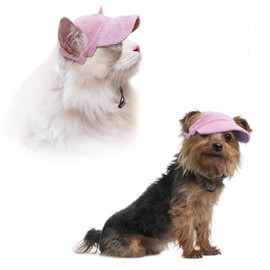 Dog Baseball Cap - Baseball Cap Adjustable Sun Protection - Hat Dog Cap with Ear Holes - Dog Sun Hat Used for Sun Protection - Dog Hat Suitable for Small, Medium and Large Dogs (S, Pink)